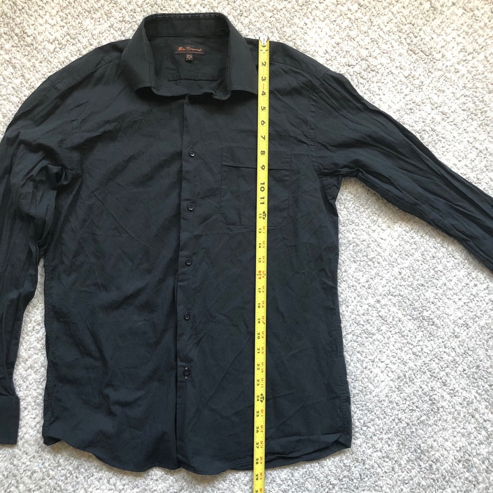 Ben Sherman Black Casual Button Dress Shirt 15.5 / 34-35 Men's Medium - Picture 6 of 14